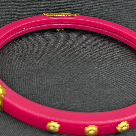 Pink & Gold Plastic Bangle Bracelet - Picture 3 of 4